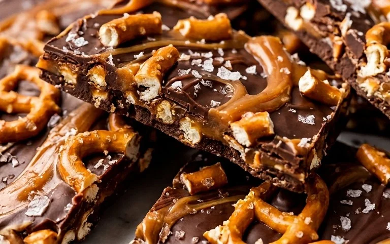 Salted caramel pretzel bark
