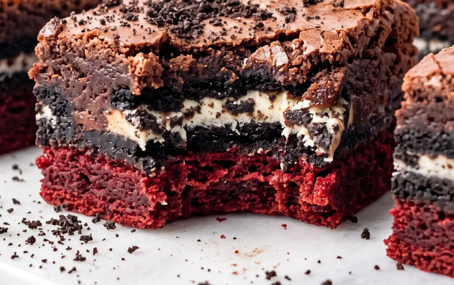 Red Velvet Oreo Truffle Brownie Bars