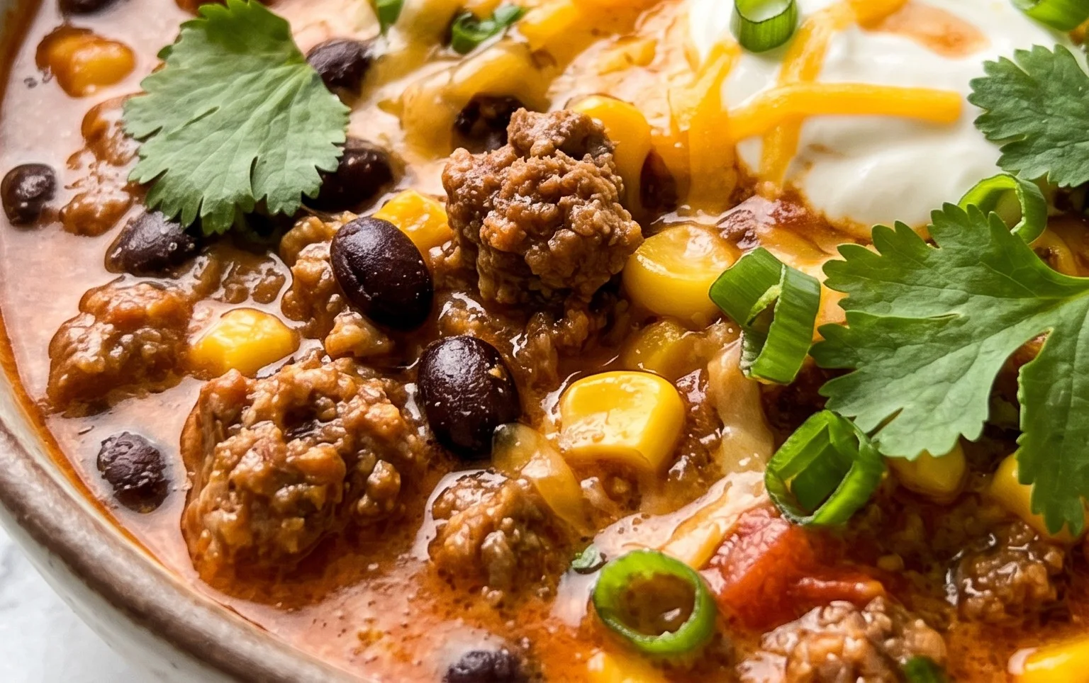Creamy Beef Taco Soup