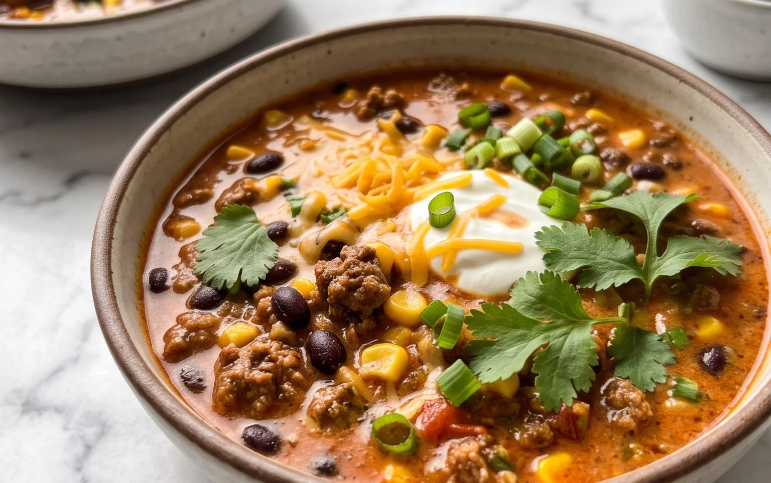 Easy Creamy Beef Taco Soup Recipe