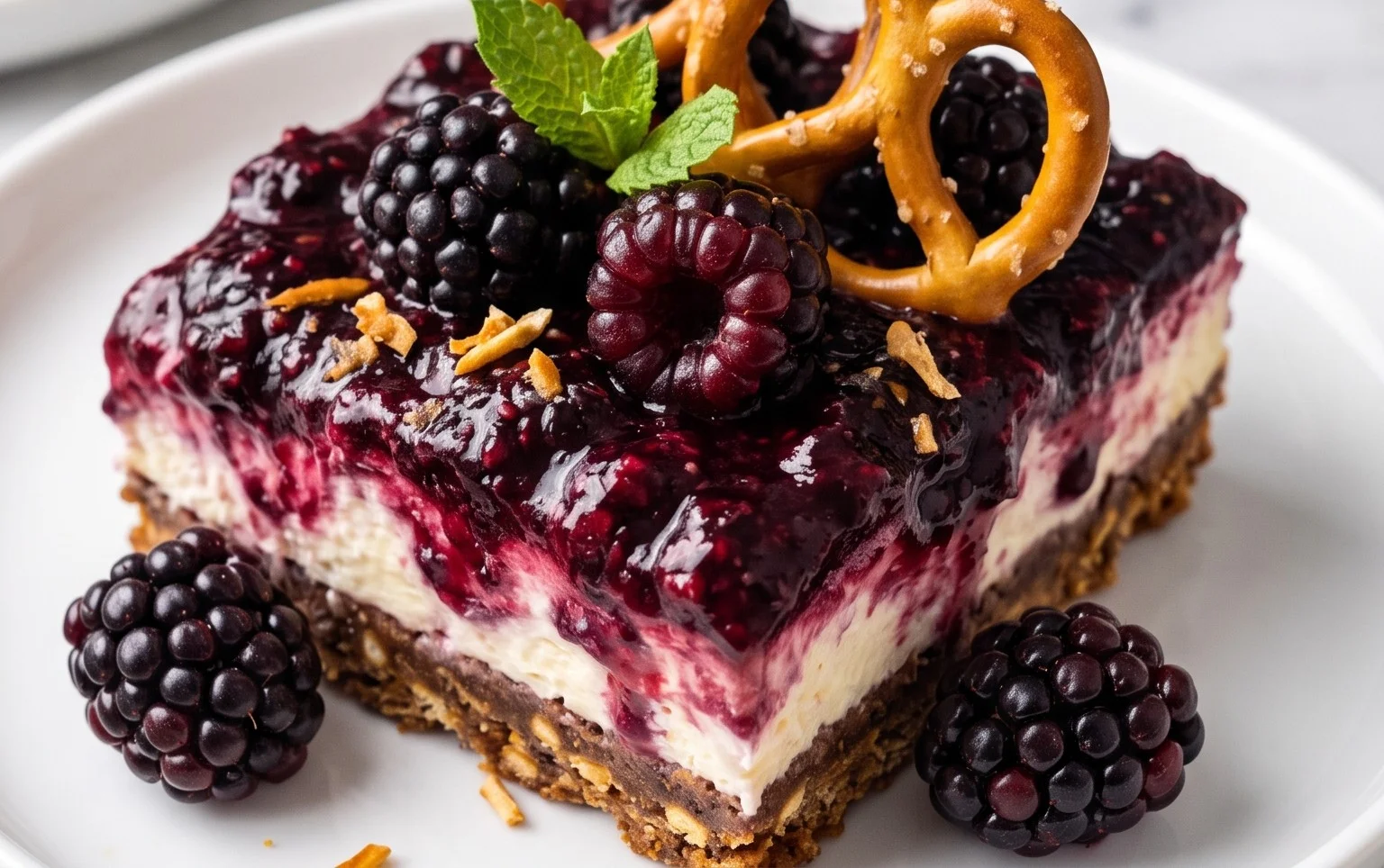 Blackberry Pretzel Dessert