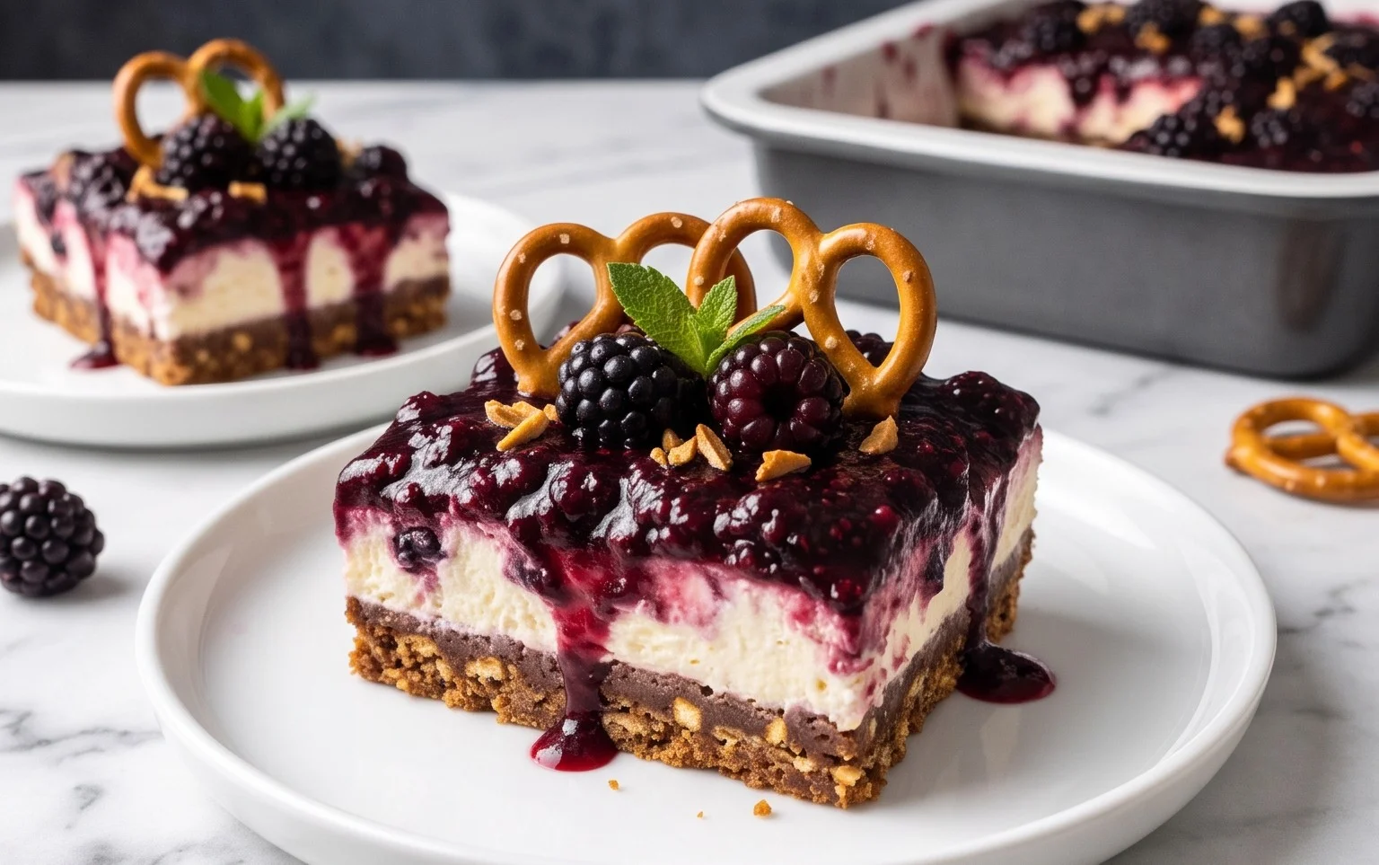 Easy Blackberry Pretzel Dessert Recipe